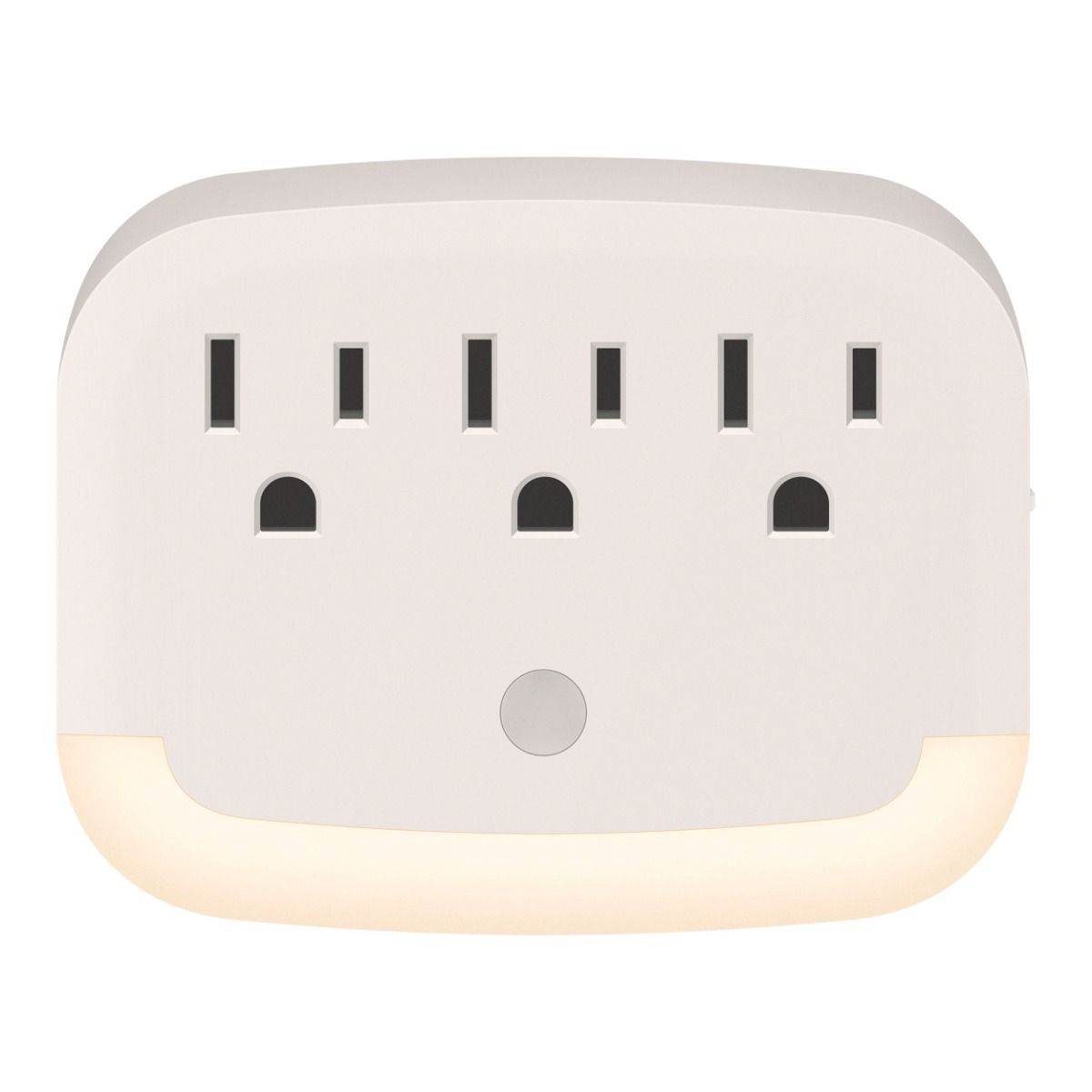 Regleta de pared con 3 salidas polarizadas y luz LED de noche