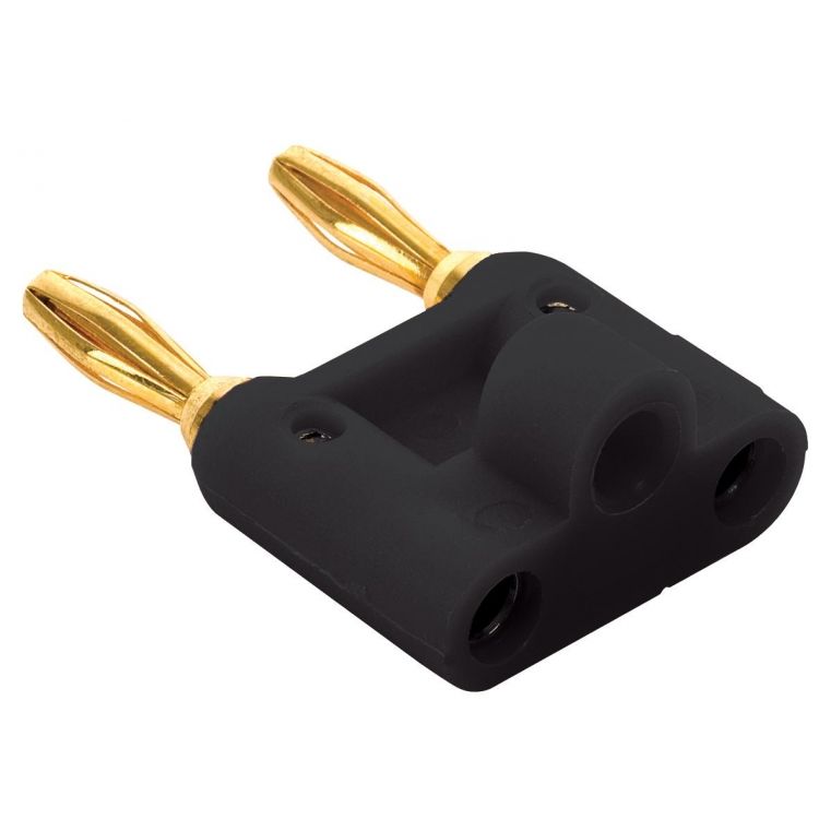 Adaptador de 2 conectores tipo banana a 2 jacks tipo banana, negro