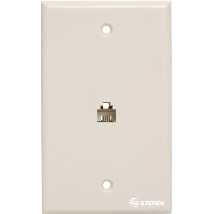 Placa de pared con jack RJ11 de 4 toma corrientes, blanca