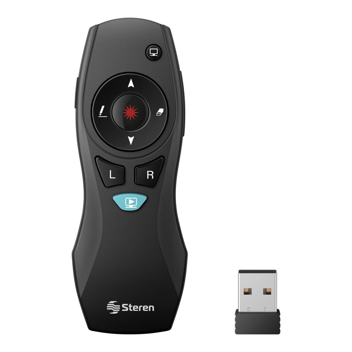 Presentador de diapositivas con Air Mouse, apuntador láser y control de volumen