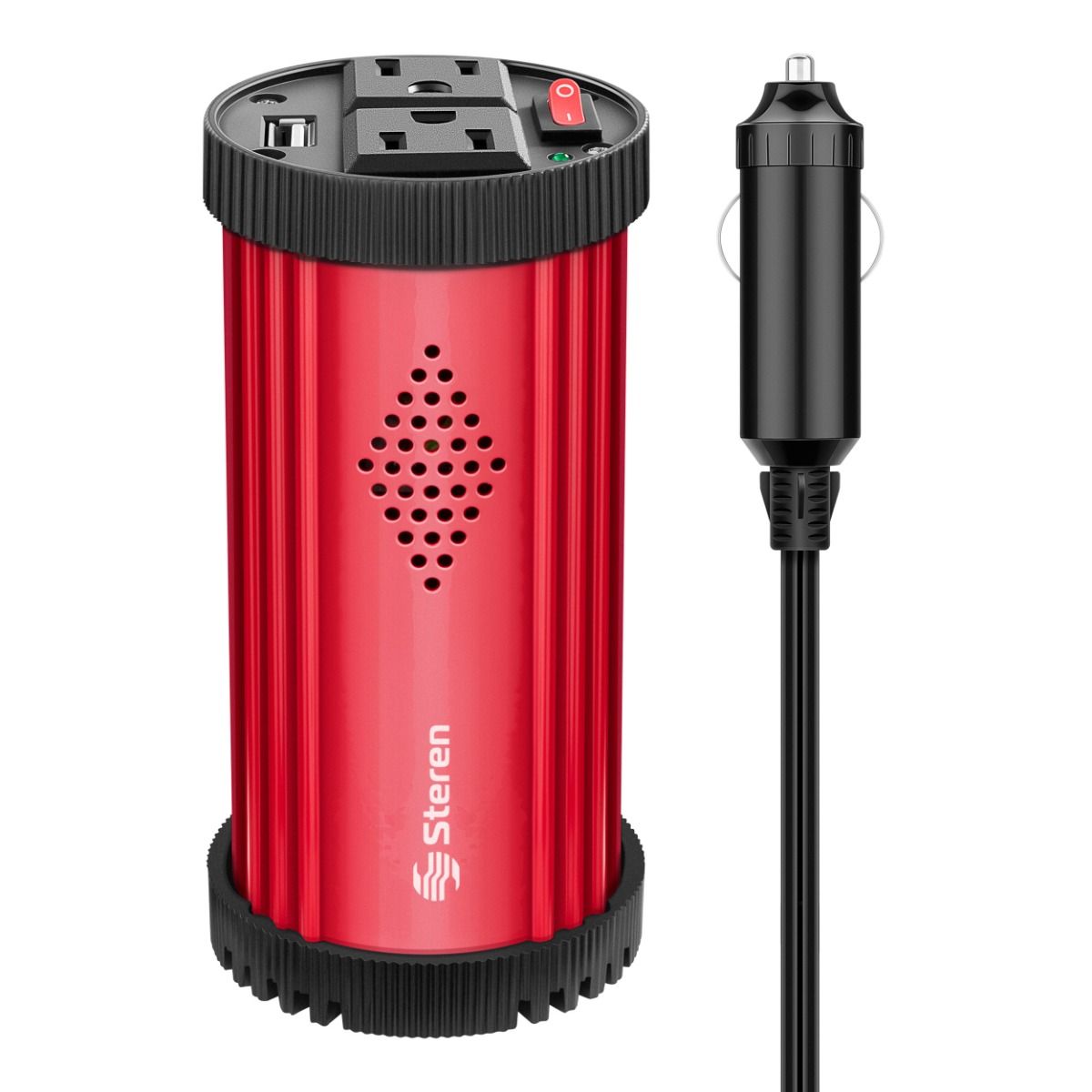 Inversor de corriente automotriz de 150 W (12 Vcc a 110 Vca), para portavasos