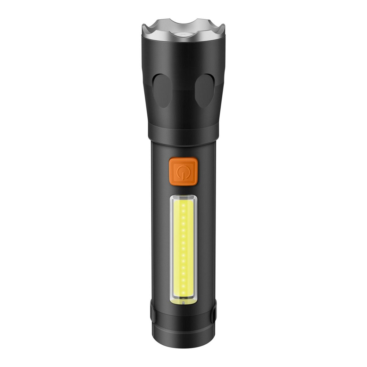 Linterna LED de 490 lúmenes 2 en 1 con batería recargable y estructura de aluminio