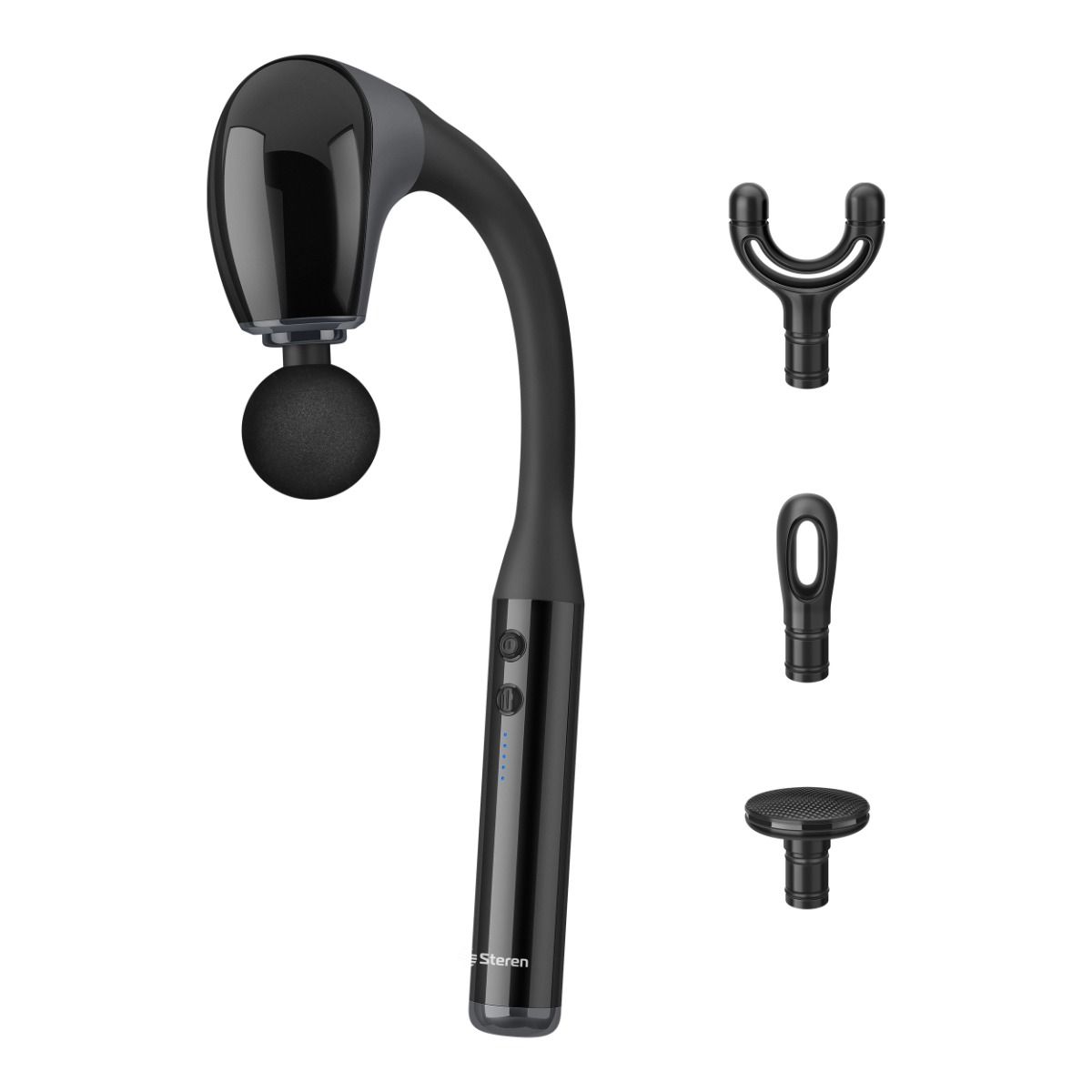 Masajeador ergonómico tipo gancho con cabezales intercambiables