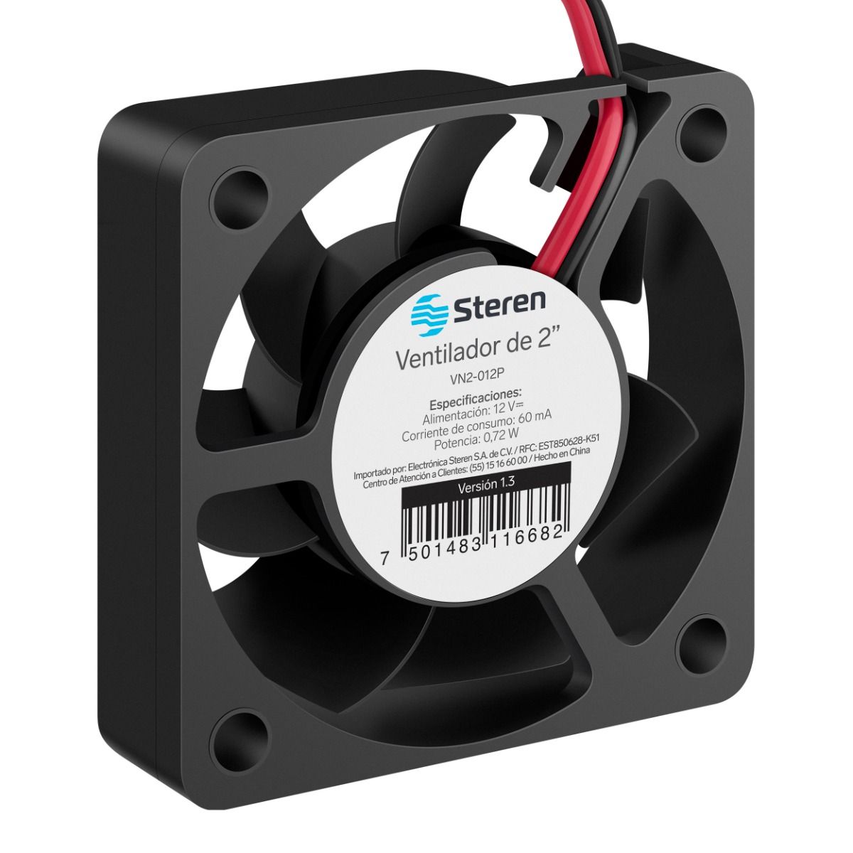 Ventilador plástico de 2", 12 Vcc