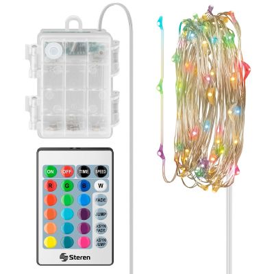Serie LED multicolor RGB de 2 m con módulo para baterías y control remoto