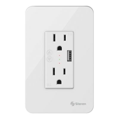 Doble toma corriente Wi-Fi* y cargador USB, con placa para pared