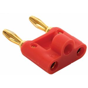 Adaptador de 2 conectores tipo banana a 2 jacks tipo banana, rojo