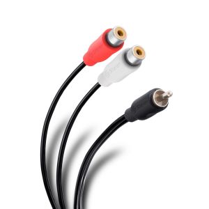 Cable RCA conector a 2 jacks, de 15 cm, ultradelgado