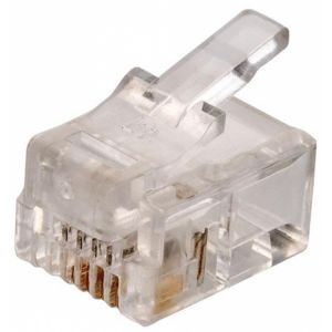 Conector telefónico modular RJ11 de 4 toma corrientes para cable plano