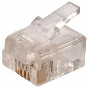 Conector telefónico modular RJ11 de 4 toma corrientes para cable redondo