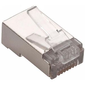 Conector blindado RJ45 de 8 toma corrientes FTP o STP CAT 5e, para cable redondo