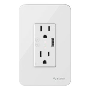 Doble toma corriente Wi-Fi* y cargador USB, con placa para pared