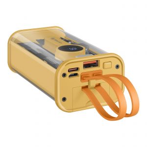 Power Bank de 8,000 mAh con PD 20 W / QC 20 W con 2 salidas USB C, 1 salida USB y 1 salida Ligthning color amarillo