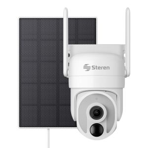 Cámara de seguridad Wi-Fi* 6, 4 Mpx robotizada con panel solar, para exterior, compatible con asistentes de voz
