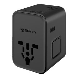 Adaptador universal de contactos para viaje con cargador GaN USB-C PD 45 W / USB-C 15 W / USB 12 W