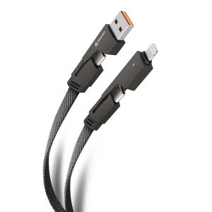 Cable 4 en 1, USB/USB C a Lightning/USB C de 1,2 m, de uso rudo